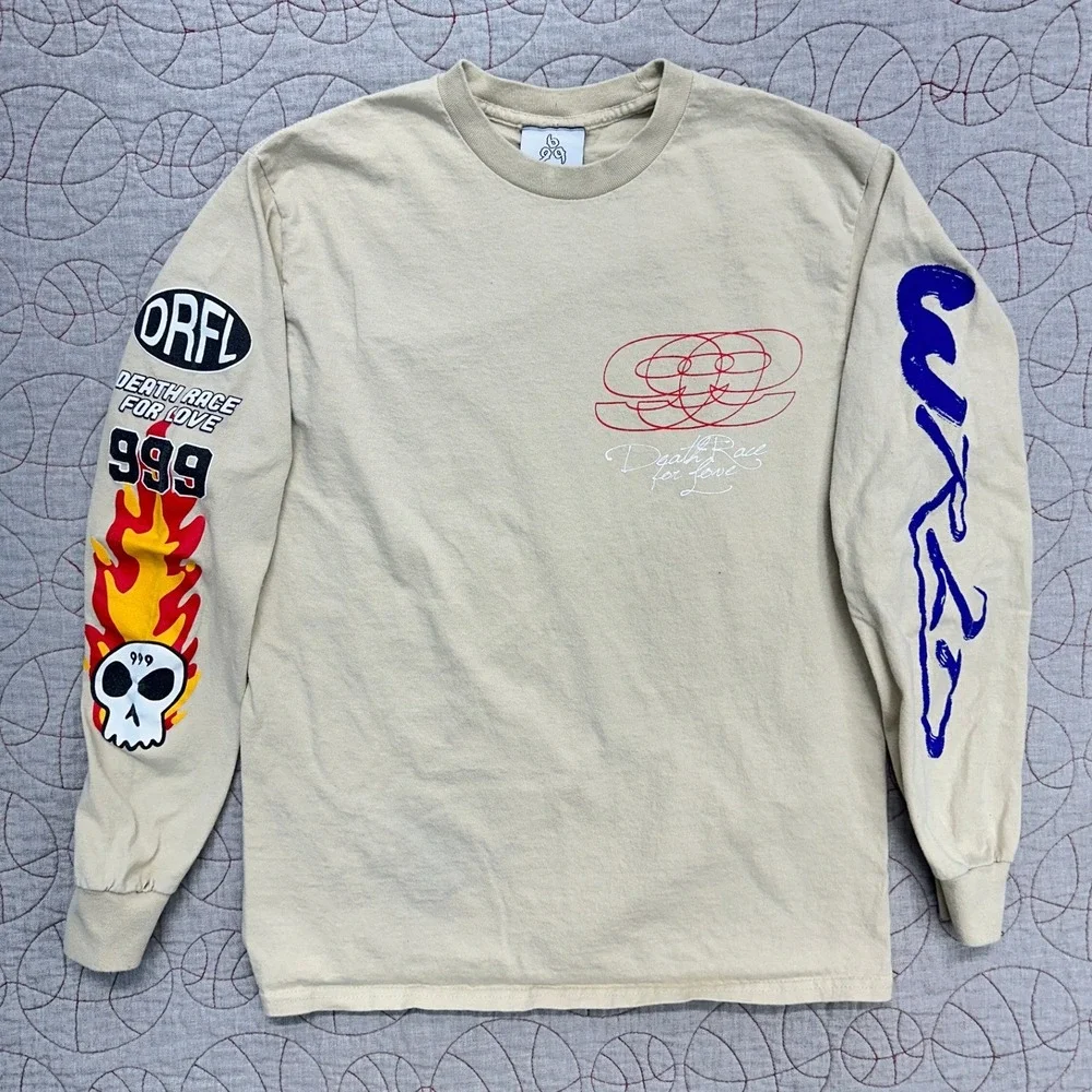 999 Club Long Sleeve Shirt Tan Juice WRLD Death Race for Love / Mens Medium